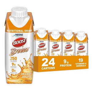 image:imageBOOST Breeze Clear Nutritional Drink  250 Calories  19 Vitamins amp Minerals  9 g Protein  Fortified Clear Nutritional Drink with Vitamin A amp Zinc  Wild Berry Flavor  8 fl oz Pack of 24Orange