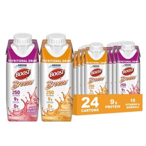 image:imageBOOST Breeze Clear Nutritional Drink  250 Calories  19 Vitamins amp Minerals  9 g Protein  Fortified Clear Nutritional Drink with Vitamin A amp Zinc  Wild Berry Flavor  8 fl oz Pack of 24Orange  Wild Berry