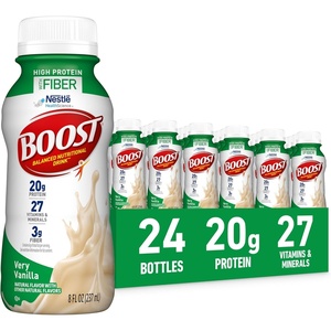 image:imageBOOST High Protein with Fiber Ready to Drink Complete Nutritional Drink Rich Chocolate 8 fl oz Bottle 24 PackVery Vanilla