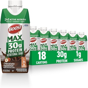 image:imageBOOST MAX Protein Shakes Ready to Drink  30g High Protein Shake  Vanilla  Nutritional Drinks to Support Muscle Recovery After Exercise 26 Vitamins amp Minerals 1g Sugar 11 fl oz Pack of 18Chocolate Hazelnut