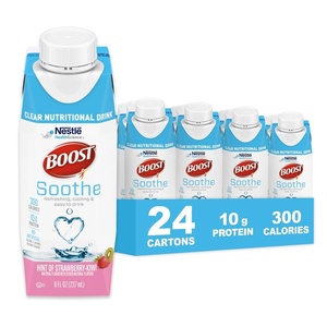 image:imageBOOST Soothe Clear Nutritional Drink  Cooling sensation  300 Calories  10 g Protein from Whey Protein Isolate  Hint of Strawberry Kiwi Flavor  8 fl oz Pack of 24